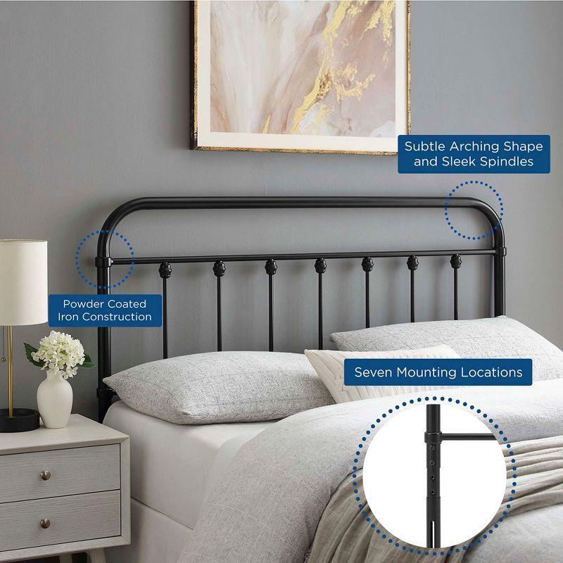 Rosalind Wheeler Metal Headboard, Queen Size Headboard with Adjustable Height, W59.65 x H40.55 x D1.5 inches, Ideal for Bedroom, Hotel, Homestay, Dormitory, Black