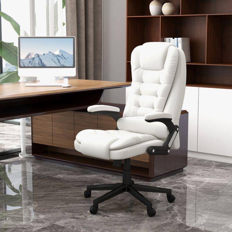 HOMCOM High-Back Massage Office Chair, Heated Reclining Computer Chair with Remote, White