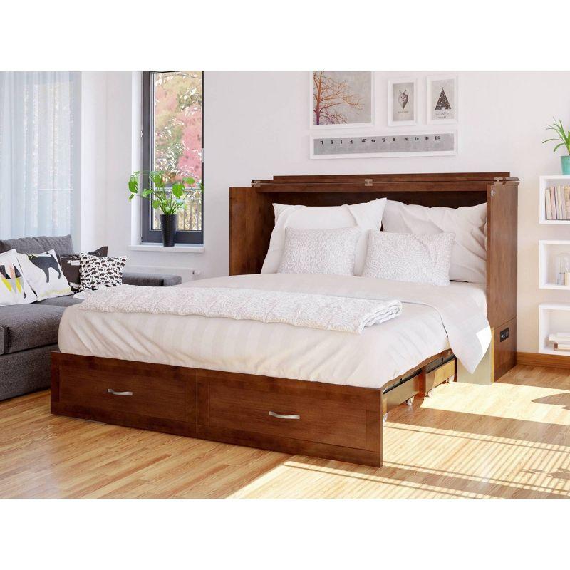 Queen Hamilton Murphy Bed Chest with Folding Mattress - AFI: USB Turbo Charger, Storage