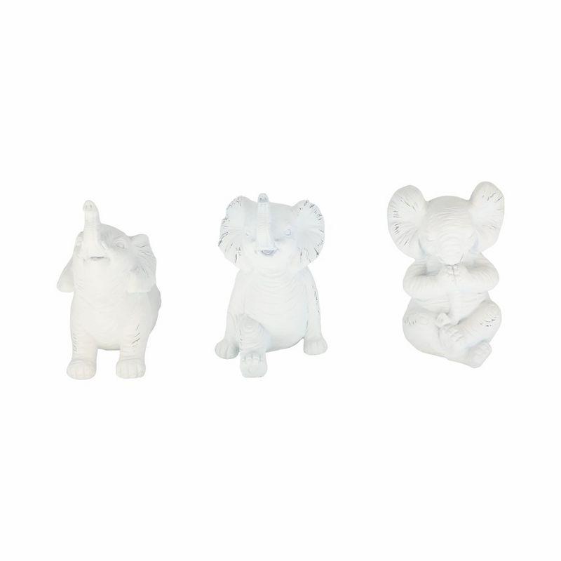 Sagebrook Home Set of 3 Yoga Elephant Figurines - Classic White Polyresin Sculpture of Yoga Posed Eleplants - Home, Office, Yoga Studio Decor -