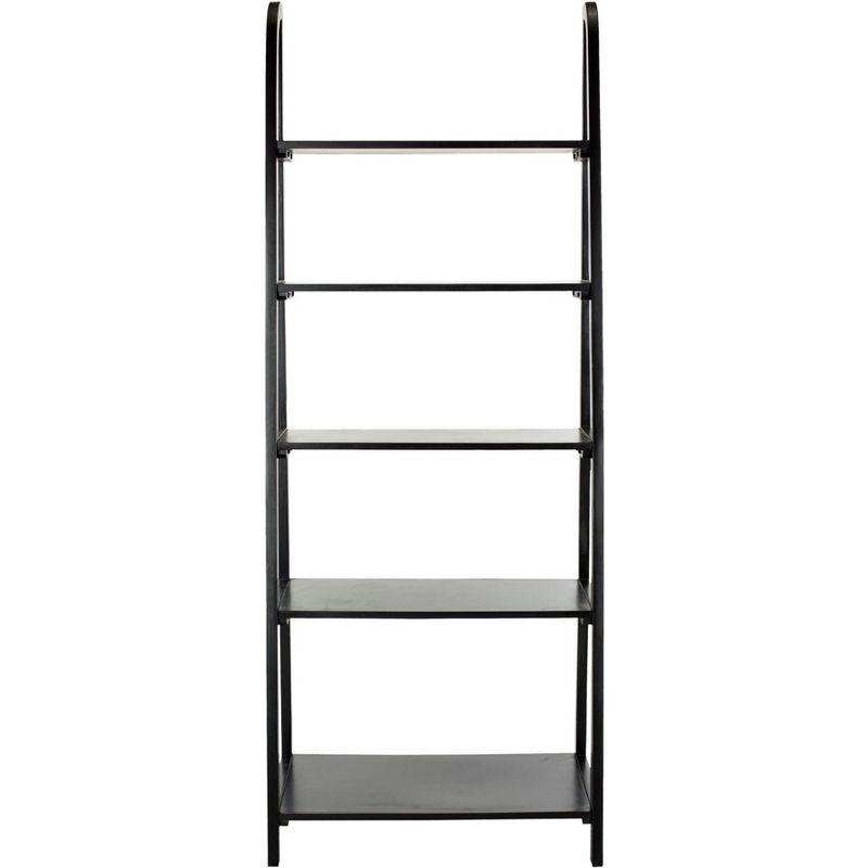 Transitional Black Wood 5-Tier Ladder Bookshelf