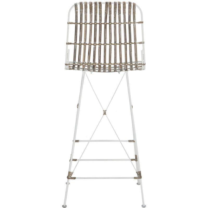 Minerva Wicker Bar Stool (Set of 2) - WIK6508 - White/White - Safavieh