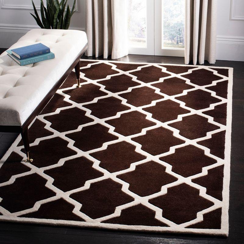 Hand-Tufted Dark Brown Ivory Wool Rectangular Rug