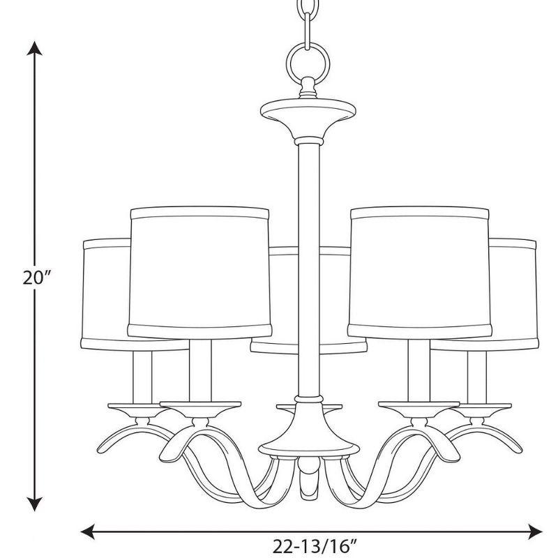 Brushed Nickel 5-Light Chandelier with Off-White Drum Shades