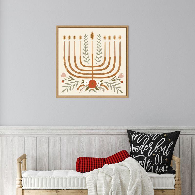 Amanti Art Natural Hanukkah I by Victoria Barnes Canvas Wall Art Print Framed 22 x 22-in.