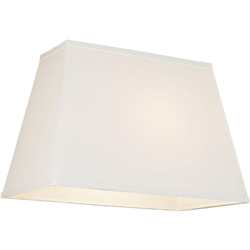 Springcrest Ivory Linen Large Rectangular Lamp Shade 14" Wide x 6" Deep at Top and 18" Wide x 12" Deep at Bottom and 12" Height (Spider) Replacement