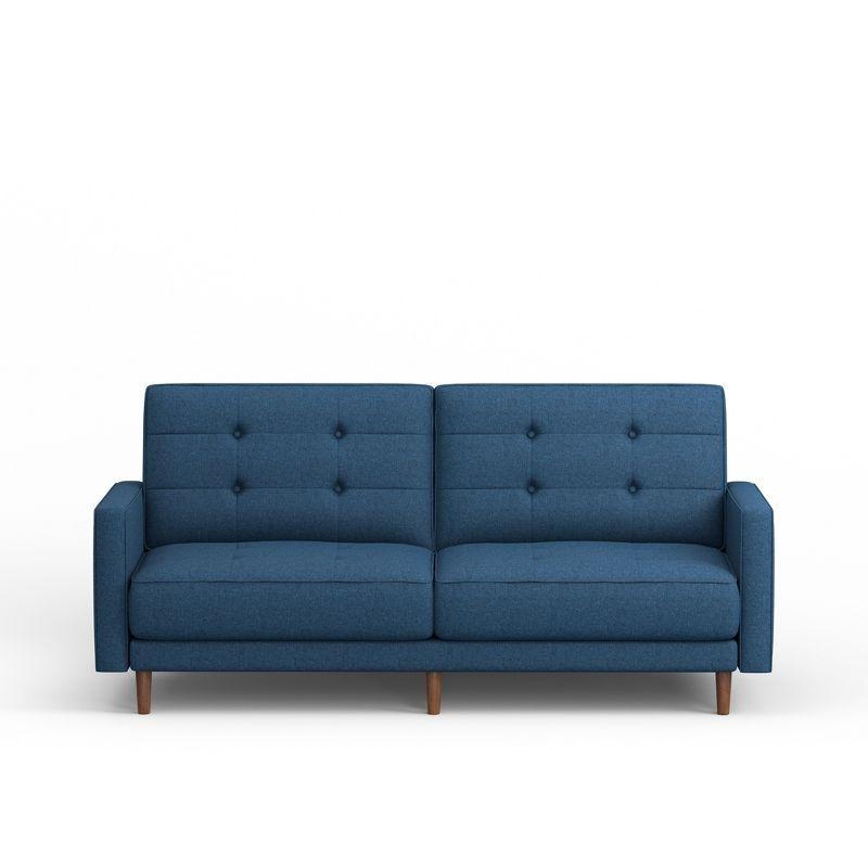 Mies 81.5" Linen Fabric Tufted Sleeper Sofa with Track Arms in Blue