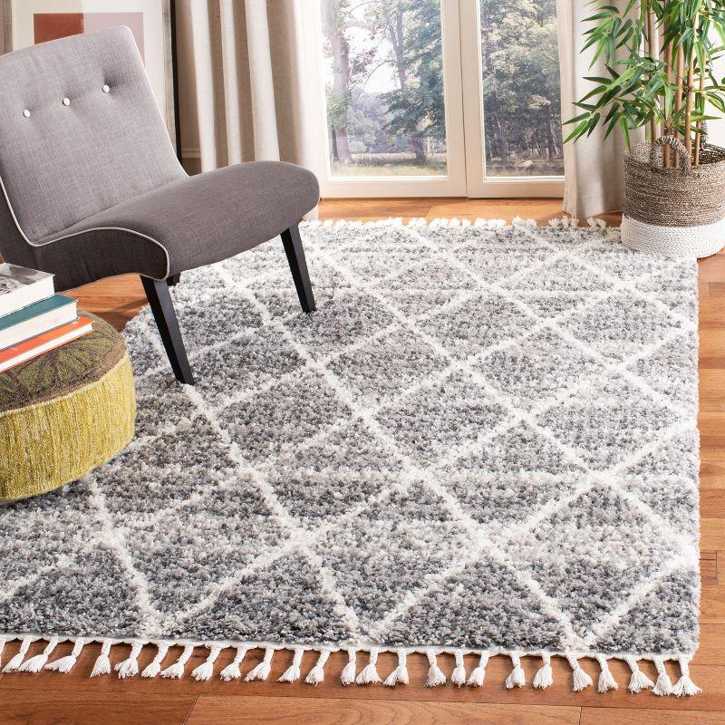 Luxe Shimmer Hand-Knotted Gray Shag Area Rug - 59" x 9"