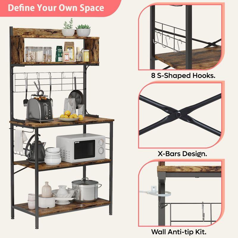 Bestier 5 Tier Microwave Stand, Coffee Bar Table with Storage for Small Space Kitchen 24in brown