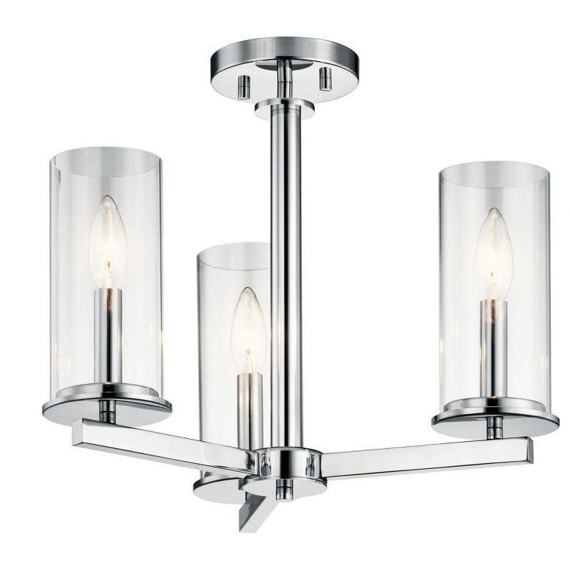 Crosby 13.75" 3 Light Convertible Chandelier with Clear Glass Chrome