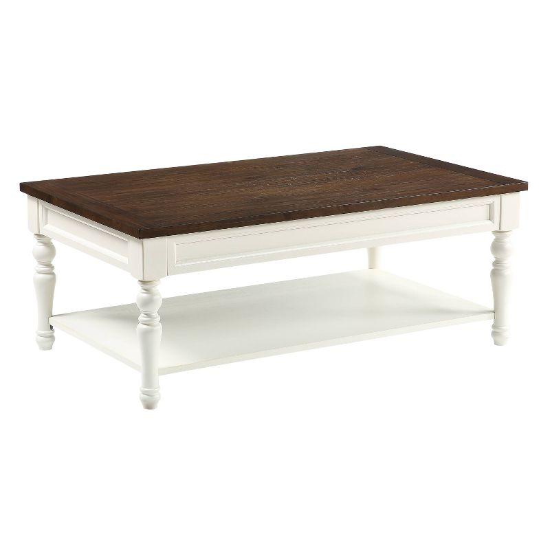 Joanna Two-Tone Ivory and Mocha Rectangular Coffee Table with Storage