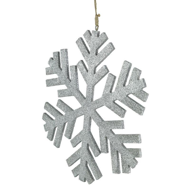 Northlight 11.75" Silver Glitter Drenched Snowflake Christmas Ornament