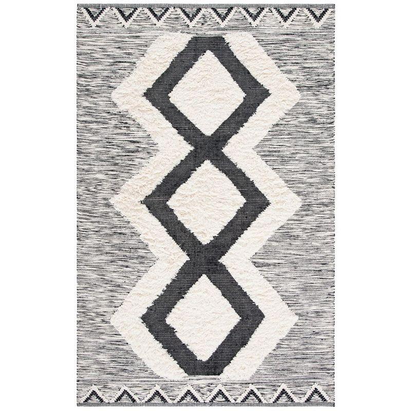 Kenya Tribal Essence Hand-Knotted Black Wool Area Rug - 6' x 9'