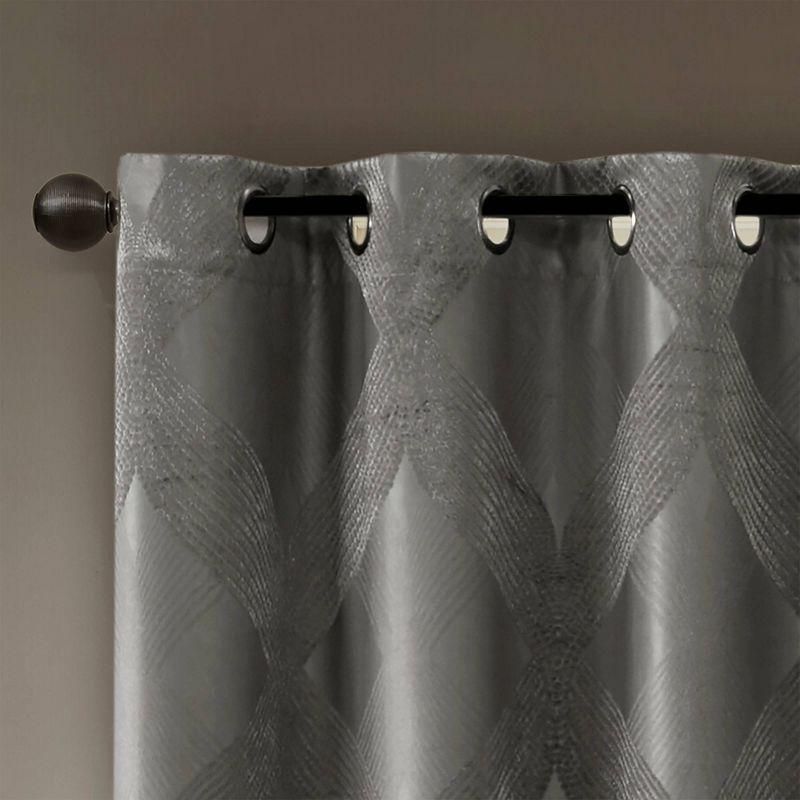 Madison Park Bentley Ogee Knitted Jacquard Geometric Total Blackout Single Curtain Panel