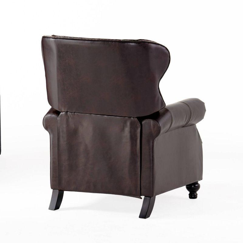 Walder Bonded Leather Press-Back Recliner Club Chair Brown - Christopher Knight Home: Elegant Winged Back, Hardwood Frame