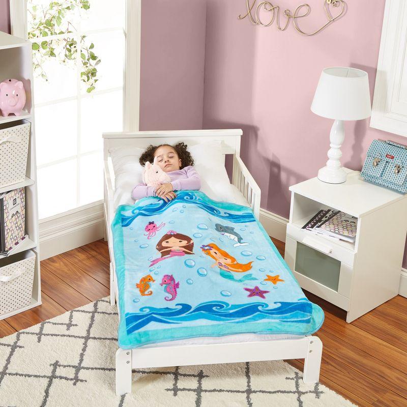 Everyday Kids Toddler Throw Blanket - 30" by 40" - Mermaids Undersea Adventure - Super Soft, Plush, Warm and Comfortable