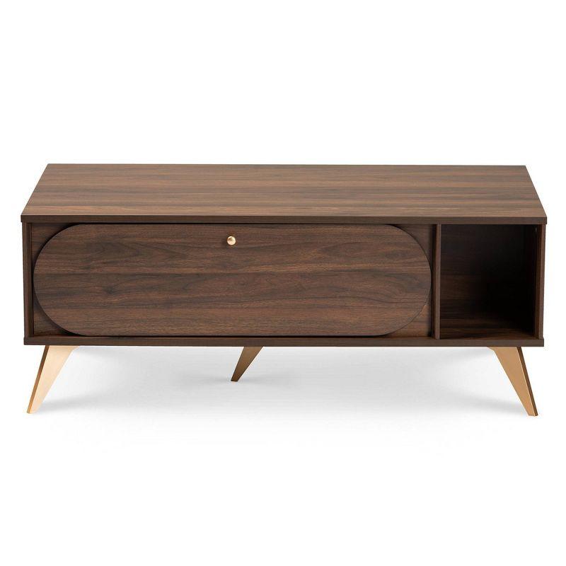 Edel Mid-Century Modern Coffee Table Walnut/Brown/Gold - Baxton Studio