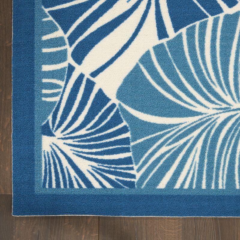 Floral Blue Outdoor Area Rug