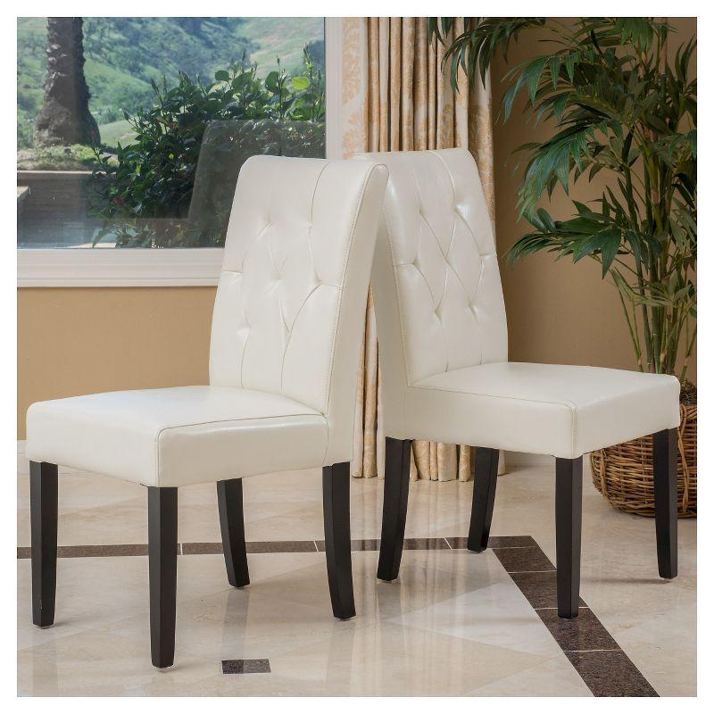 Set of 2 Taylor Fabric Dining Chair Natural Plain - Christopher Knight Home: Upholstered, Tufted Back, Wood Legs