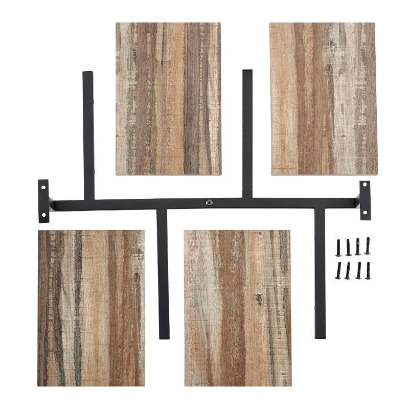 4-Tier Sienna Vertical Wall Shelf Unit Black/Rustic - Danya B.: Industrial Iron Frame, Laminated Surface
