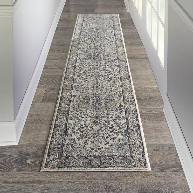 Nourison Concerto Center Medallion Indoor Rug Ivory Grey 2'2" x 12'