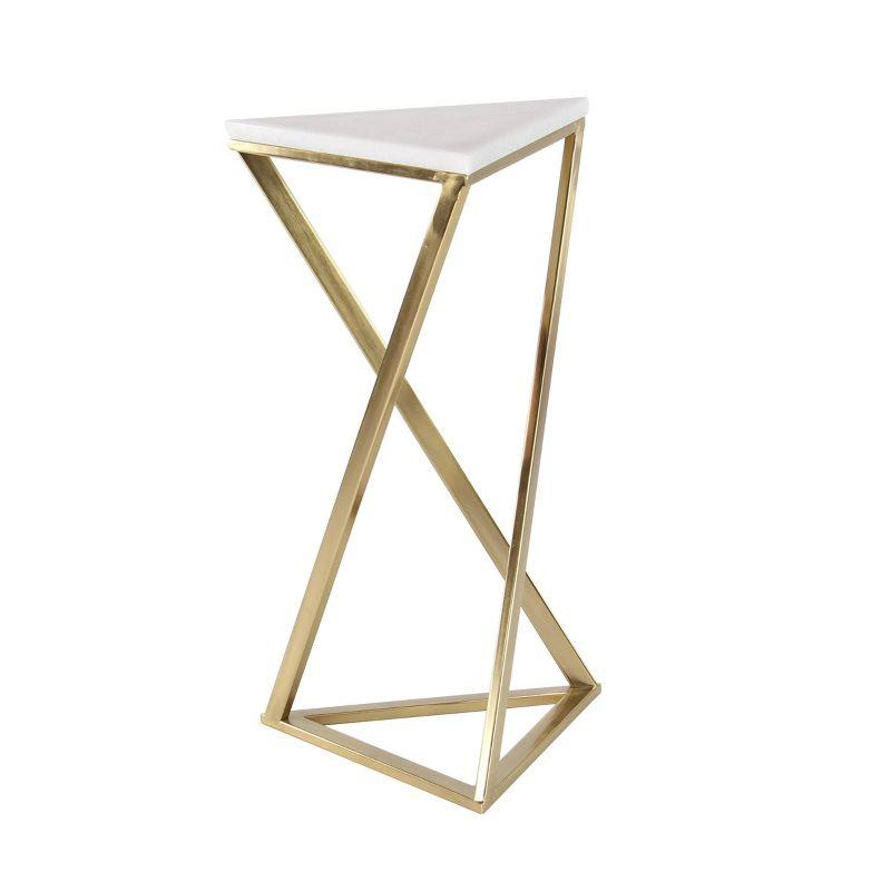 Set of 2 Hourglass Accent Tables Gold - Olivia & May: Marble Top, Iron Frame, Indoor Use