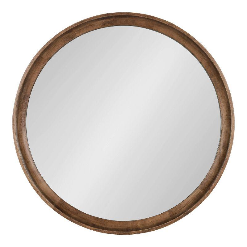 30" Colfax Round Wall Mirror Natural - Kate & Laurel All Things Decor: Rustic Boho Chic, Wood Frame