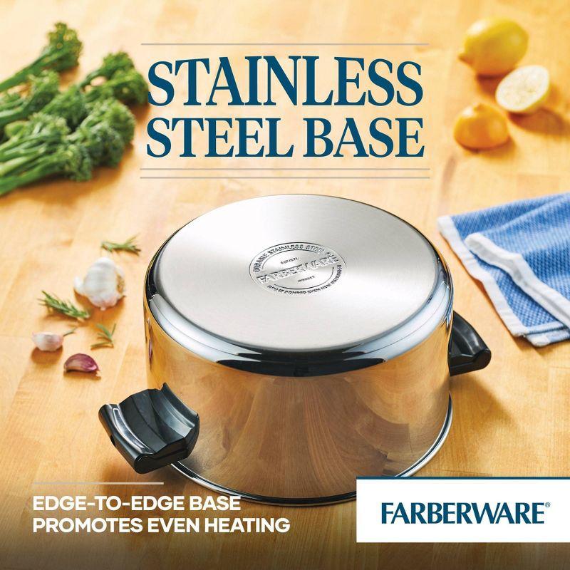 Farberware Classic Series 6qt Stainless Steel Stockpot with Lid Silver: Dishwasher-Safe, Induction & Gas Compatible