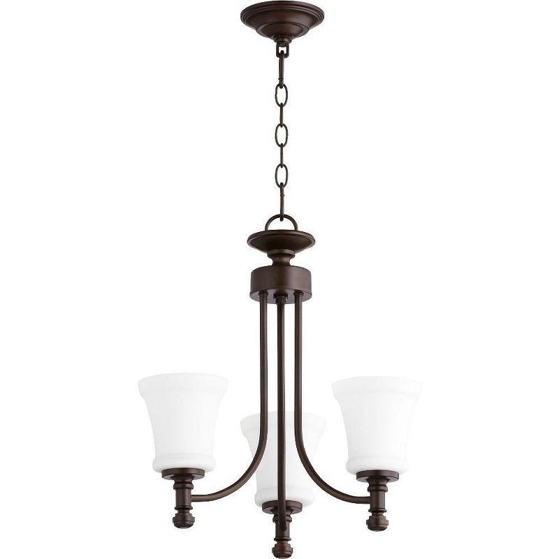 Quorum Lighting Rossington 3-Light Chandelier, Oiled Bronze Finish, Clear/Seeded Glass