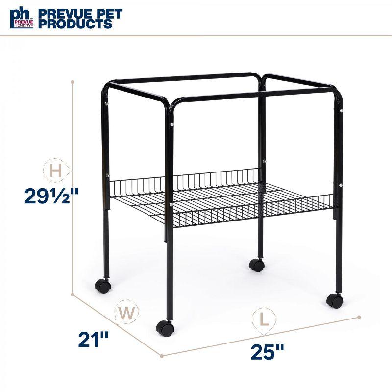 Black Tubular Steel Rolling Bird Cage Stand with Shelf