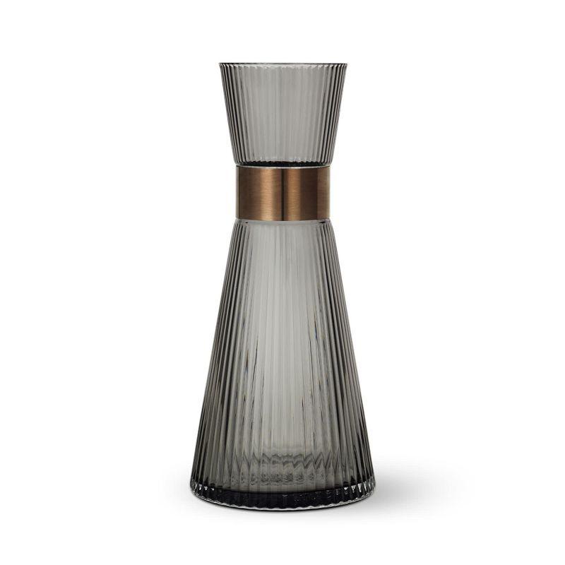 Grand Cru Smoke Glass Water Carafe with Patinated Steel Accent