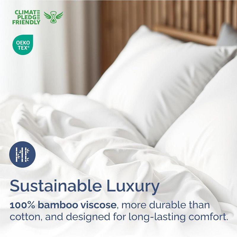 CGK Linens Premium Rayon From Bamboo 4 Piece Deep Pocket Ultra Soft & Cooling Sheet Set
