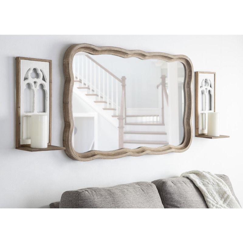 Kate and Laurel Mirabela Rectangle Wood Wall Sconce, 2 Piece, Rustic Brown and White