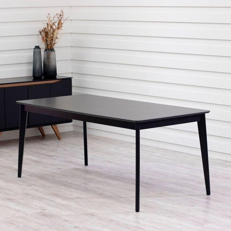 70.86" Tudor Dining Table Black - Manhattan Comfort: Mid-Century Style, Seats 6