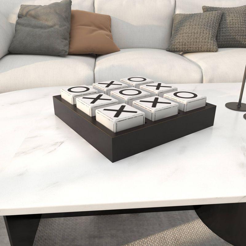 14" Contemporary Wooden Tic Tac Toe Sculpture Black - Olivia & May: MDF Tabletop Game Set