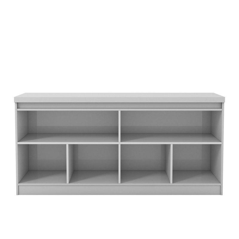 Elegant White Gloss 6-Shelf Dining Buffet Cabinet