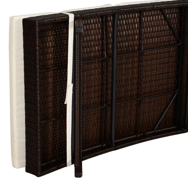 Outsunny Patio Chaise Lounge, Pool Chair with 5 Position Adjustable Backrest & Cushion, Outdoor PE Rattan Wicker Sun Tanning Seat, 28", Cream