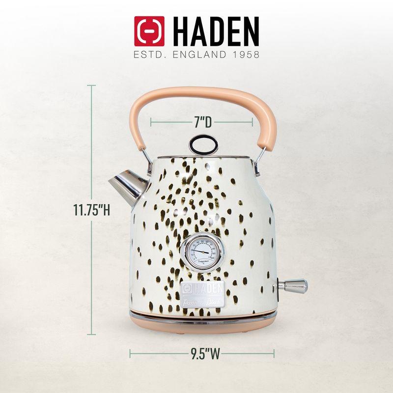 Haden Margate Poodle and Blonde Electric Kettle 1.7 Liter Cordless Stainless Steel with Tottenham Dalmatian Print and Auto Shut Off, Multicolor