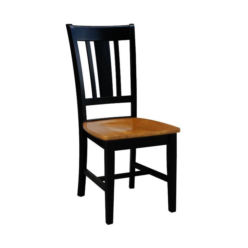 Elegant Slat-Back Side Chair Set in Black and Cherry Wood