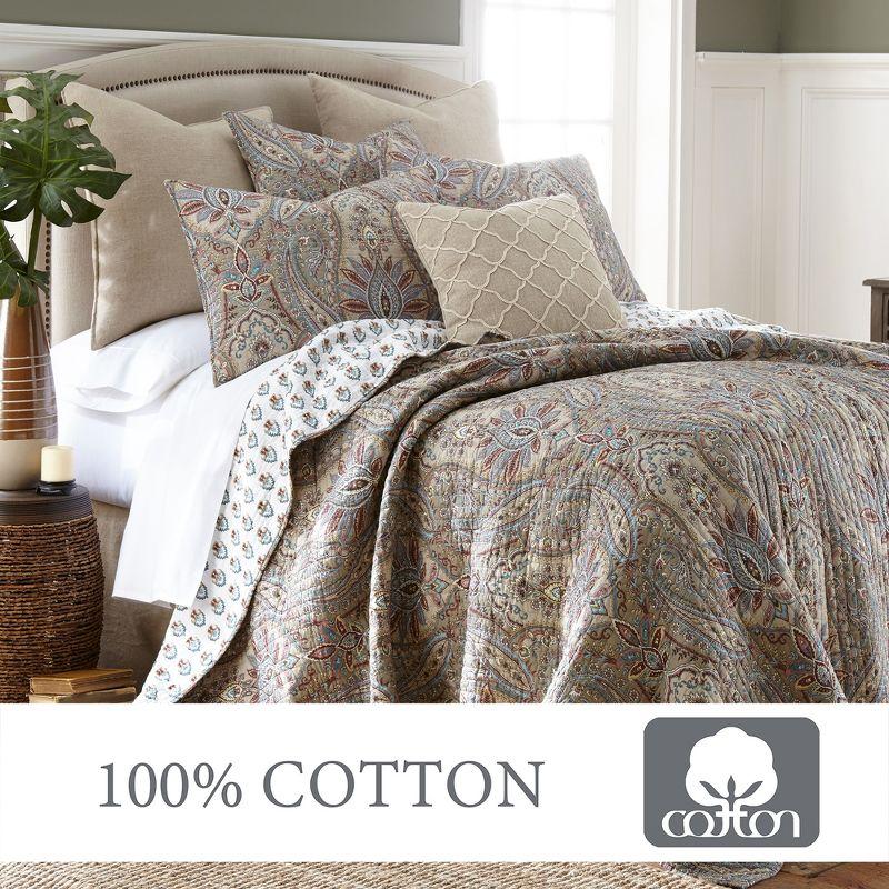 Kasey Paisley Quilt Set - Full/Queen Quilt and Two Standard Shams Brown - Levtex Home