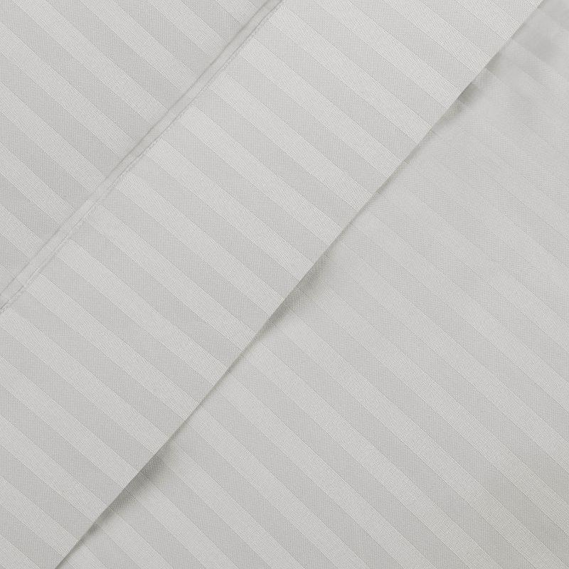 400 Thread Count Cotton Stripe 2 Piece Pillowcase Set, King, Platinum - Blue Nile Mills