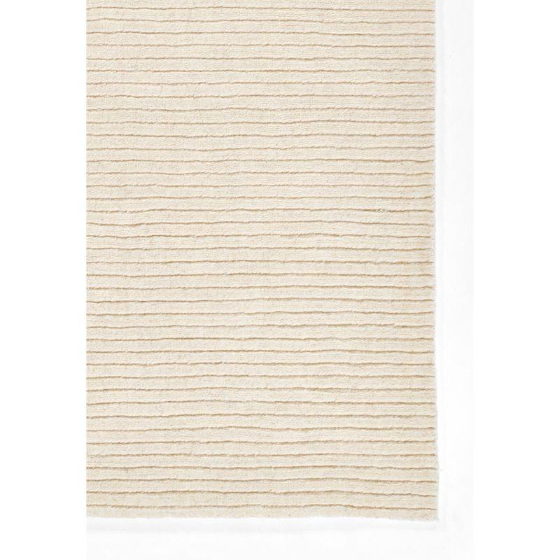 Momeni 5'x8' Asher Solid Handloomed Area Rug White: Wool, Medium Pile, Handmade, Indoor, Rectangle, Cotton Backing