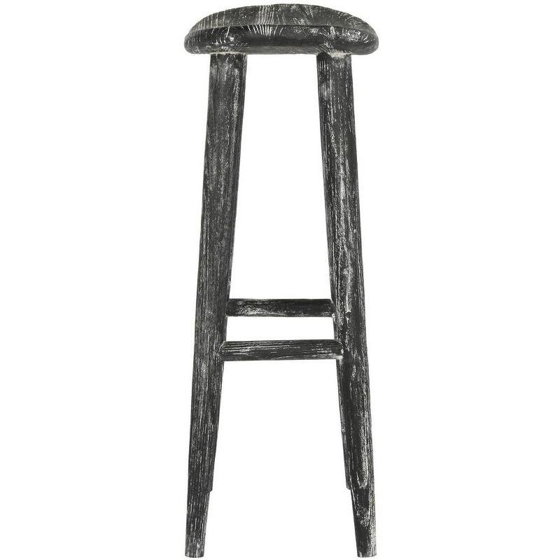 Colton Wood Bar Stool - Black/White Wash/Sungkai Wood - Safavieh