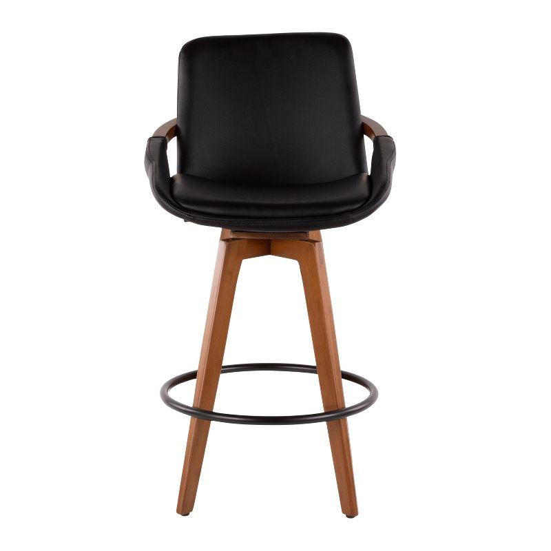 26" Cosmo Mid-Century Modern Counter Height Barstool Black - LumiSource: Upholstered, Wood Legs, 250lb Capacity