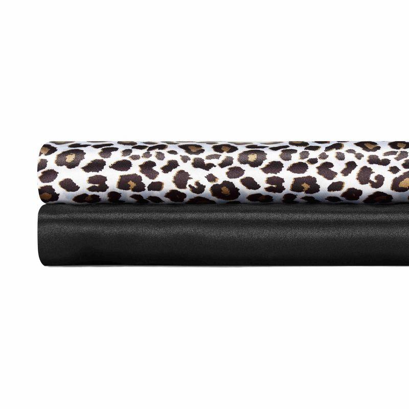 Leopard Print Satin Sheet Set Charcoal - Betseyville