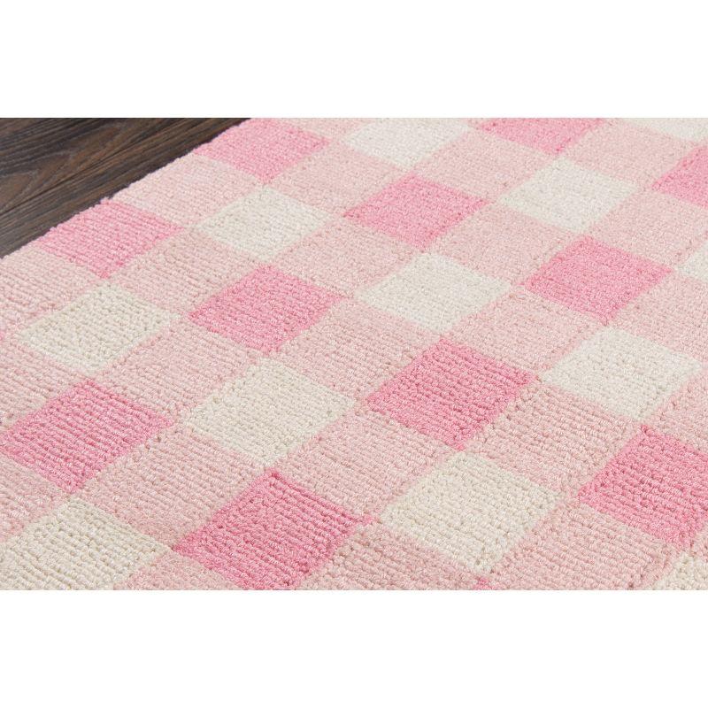 2'3"x7'6" Runner Gingham Rug Pink - Momeni: Handmade Tufted Indoor Rug, Low Pile, Classic Pattern, Cotton Backing