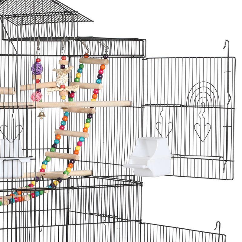 Yaheetech Roof Top Birdcage Parrot Cage with Detachable Rolling Stand Wrought Iron