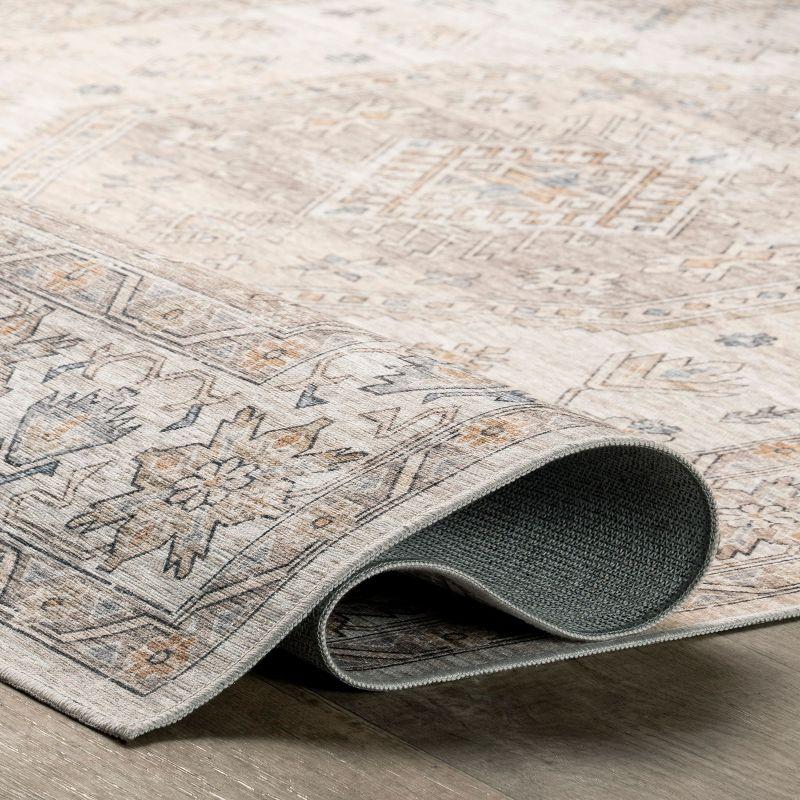 Nuloom Darby Persian Spill Proof Treated Pet Friendly Premium Machine Washable Area Rug, Square 6' x 6', Beige