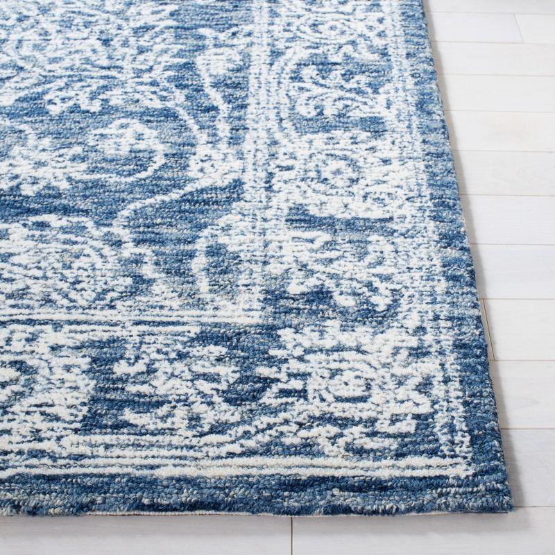 Handmade Blue Wool 8' x 10' Tufted Rectangular Area Rug