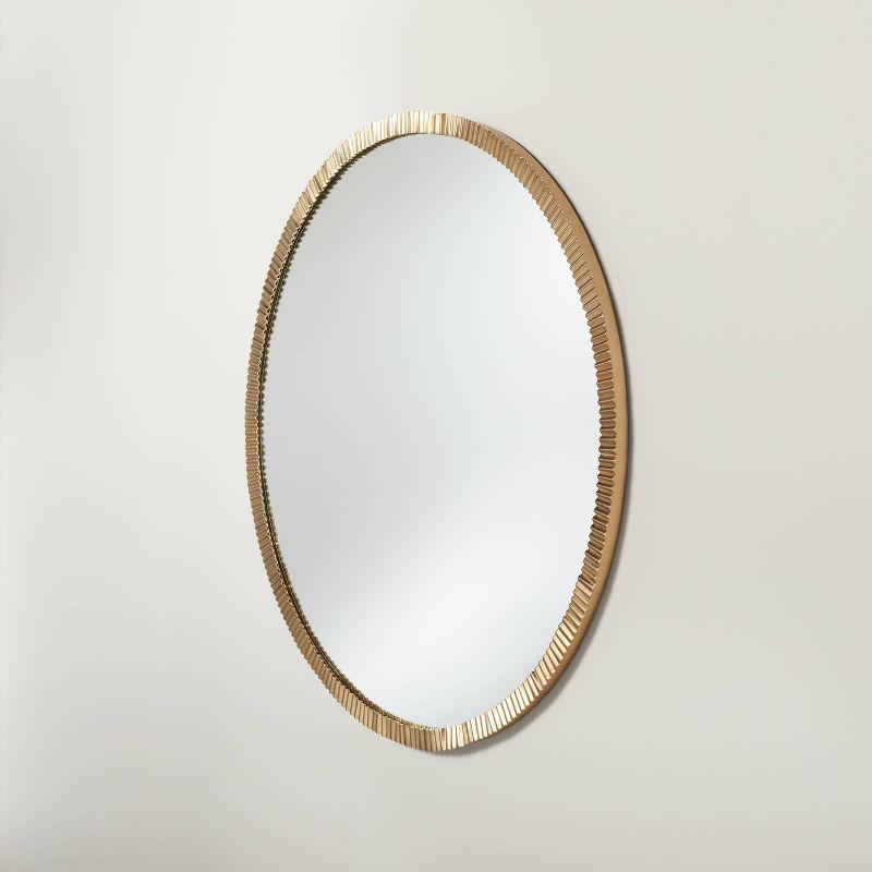 Pleated Brass Round Wall Mirror Antique Finish - Hearth & Hand™ with Magnolia